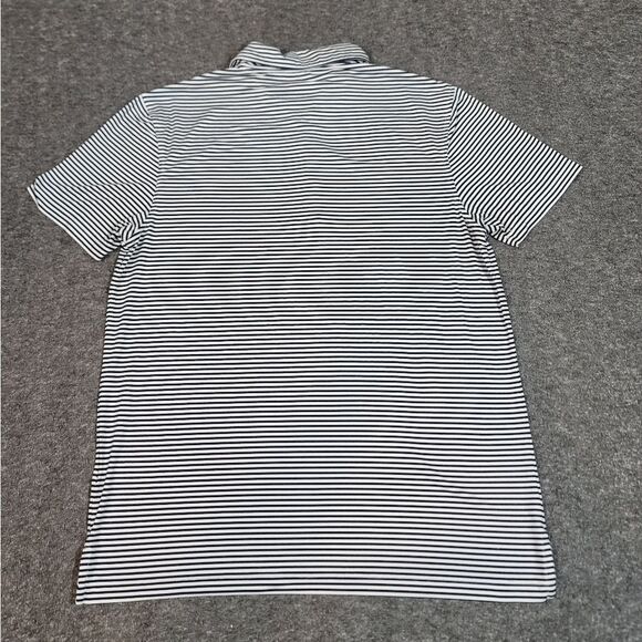 J. Crew Performance Golf Polo Shirt Mens Size L White Black Striped Short Sleeve - Picture 2 of 10